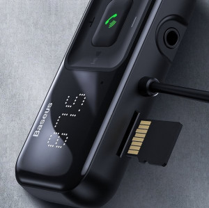 Bluetooth FM трансмитер за кола BASEUS S-16 със зарядно (Overseas edition) черен - Img 8