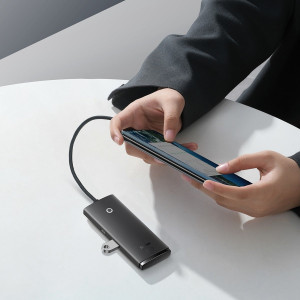 USB хъб BASEUS Lite Series 4в1 USB Type A към 4x USB Type A 3.0 0.25m (WKQX030001) черен - Img 10