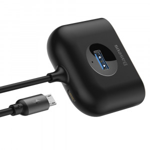 USB хъб BASEUS Square round 4в1 USB Type A 3.0 към USBType A 3.0 / 3x USB Type A 2.0 1m (CAHUB-AY01) черен - Img 5