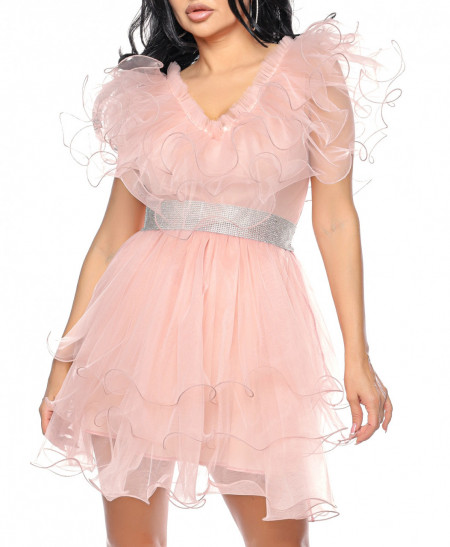 Rochie scurta tulle roz anticV