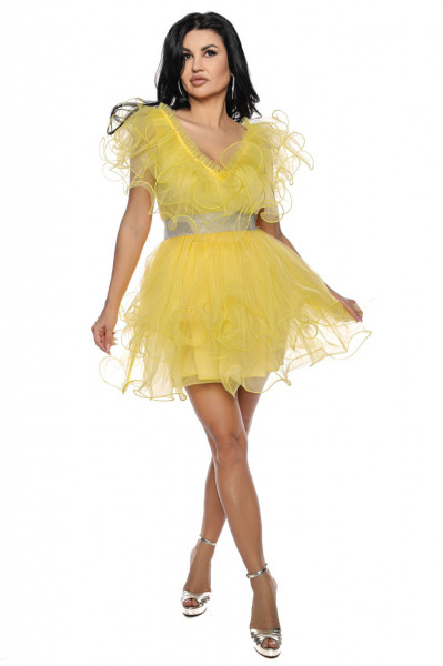 Rochie scurta tulle galben V