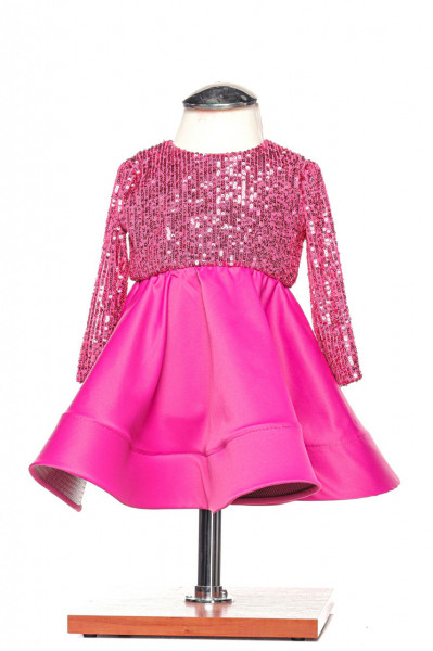 Rochita fetita tafta si paiete fucsia