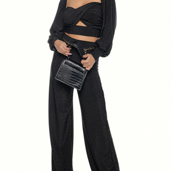 Compleu 2 piese,bustiera si pantalon din lurex Nitya