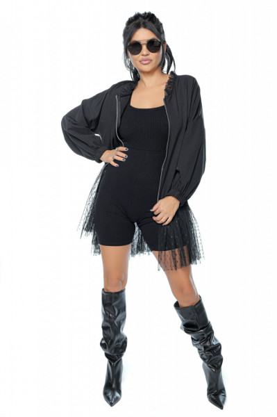 Cardigan negru cu tulle