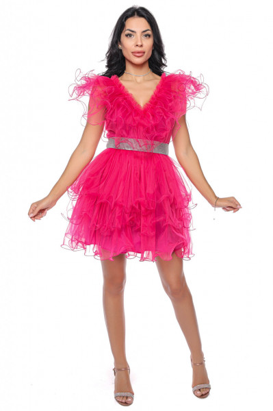 Rochie scurta tulle fucsia V