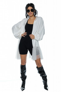 Cardigan alb cu tulle - Img 4
