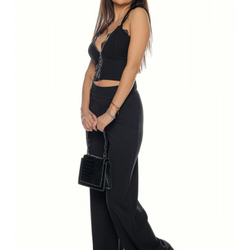 Compleu 2 piese bustiera si pantalon larg Alyna - Img 4