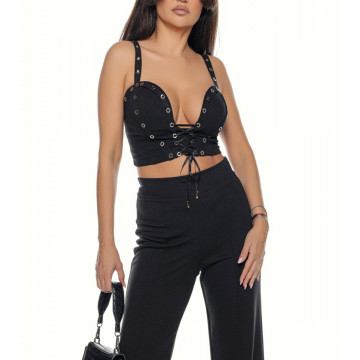 Compleu 2 piese bustiera si pantalon larg Siena - Img 6