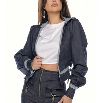 Compleu 2 piese,jaketa si pantalon larg din denim Helen - Img 8