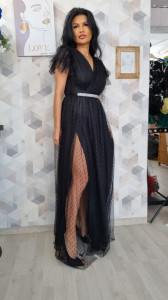 Rochie Anne negru lung - Img 2