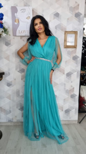 Rochie Ela turqoise lung - Img 3