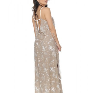 Rochie Farah din in lunga bej - Img 5