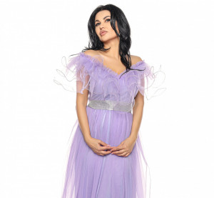 Rochie lunga tulle lila V - Img 3