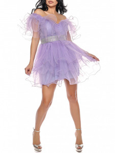 Rochie scurta tulle lila V - Img 6
