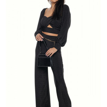 Compleu 2 piese,bustiera si pantalon din lurex Nitya - Img 6