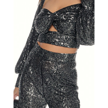 Compleu 2 piese,bustiera si pantalon din paiete Lidya - Img 8