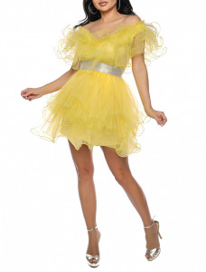 Rochie scurta tulle galben V - Img 4