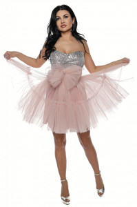 Rochie versatila roz cu top din paiete - Img 2
