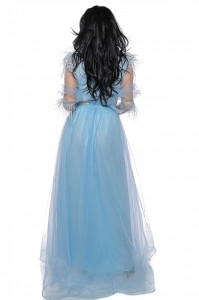 Set mama/fiica din tulle bleu cu pene naturale - Img 7