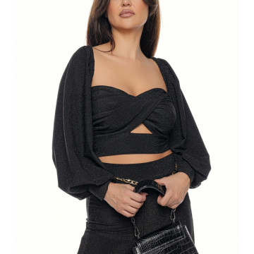 Compleu 2 piese,bustiera si pantalon din lurex Nitya - Img 7