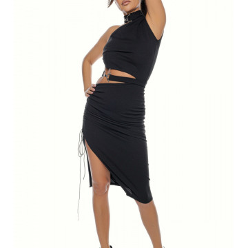 Rochie scurta sexy de club sau party cu decupaje si accesoriu metalic,Clea - Img 1