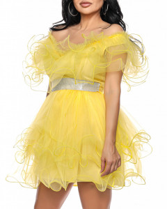 Rochie scurta tulle galben V - Img 5