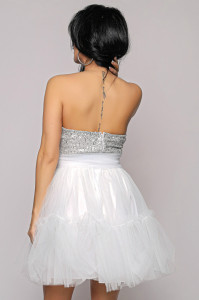 Rochie versatila alba cu top din paiete - Img 6