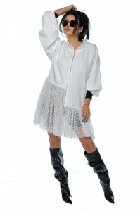 Cardigan alb cu tulle - Img 1