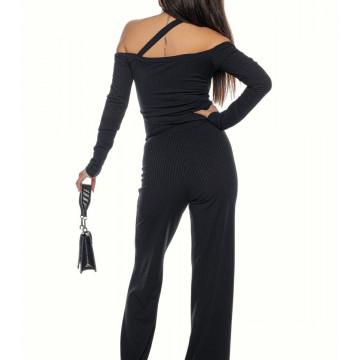 Compleu 2 piese cu pantalon larg si bluza sexy Lonna3 - Img 2