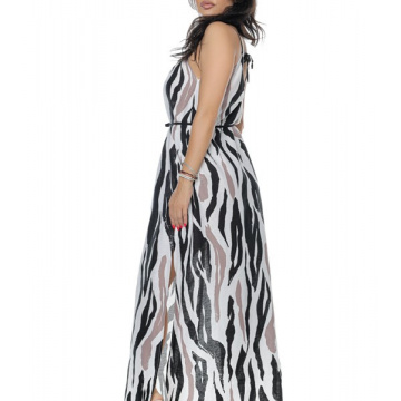 Rochie Farah din in lunga alb/negru - Img 2