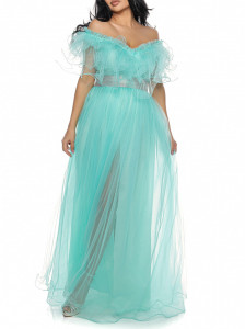 Rochie lunga tulle turqoise V - Img 2