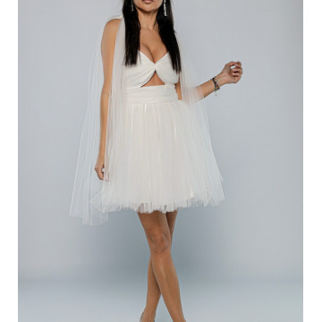 Rochie scurta de cununie civila sau banchet din tulle Bella white - Img 8