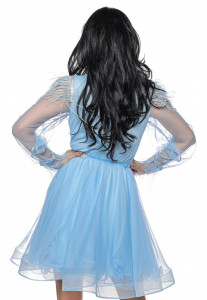 Rochie scurta din tulle bleu cu pene - Img 7