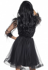 Rochie scurta din tulle negru cu pene - Img 5