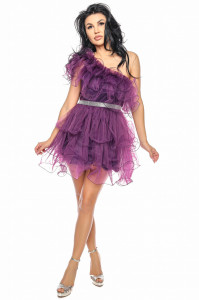 Rochie scurta tulle mov pruna U - Img 1