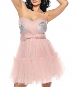 Rochie versatila roz cu top din paiete - Img 4