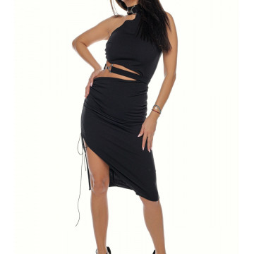 Rochie scurta sexy de club sau party cu decupaje si accesoriu metalic,Clea - Img 5