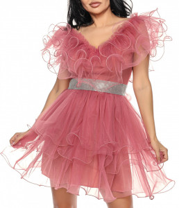 Rochie scurta tulle plamaniu V - Img 1