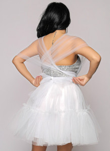Rochie versatila alba cu top din paiete - Img 7