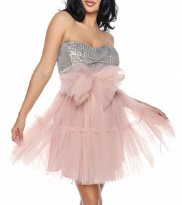 Rochie versatila roz cu top din paiete - Img 5