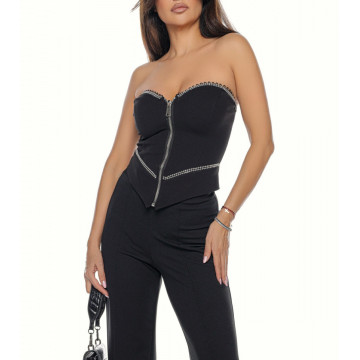 Compleu 2 piese corset si pantalon larg Alyda - Img 7
