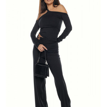 Compleu 2 piese cu pantalon larg si bluza sexy Lonna3 - Img 1