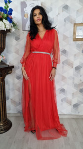 Rochie Ela rosu lung - Img 2