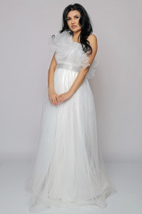 Rochie lunga tulle alb U - Img 4
