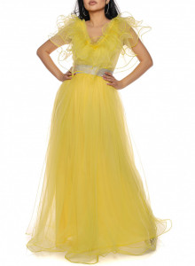 Rochie lunga tulle galben V - Img 1