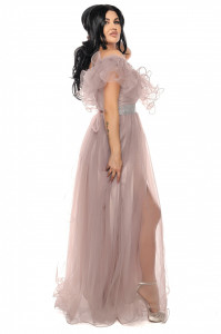Rochie lunga tulle grej V - Img 2
