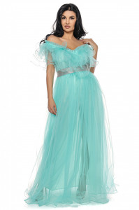 Rochie lunga tulle turqoise V - Img 4
