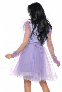Rochie scurta din tulle lila cu pene - Img 5