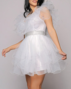 Rochie scurta tulle alb V - Img 3