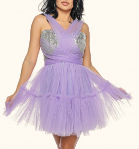 Rochie versatila lila cu top din paiete - Img 2